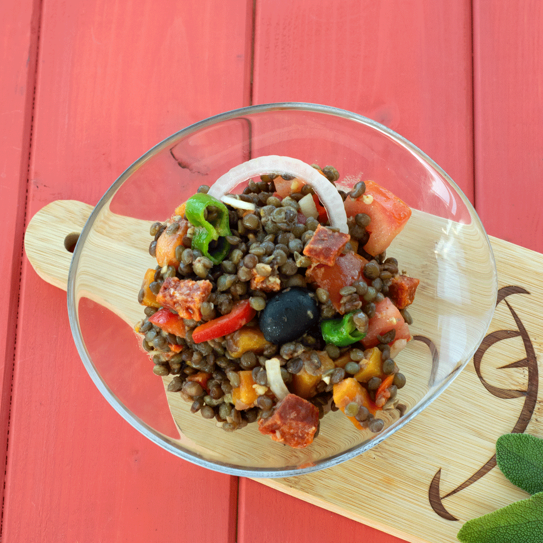 salade estivale aux lentilles et chorizo