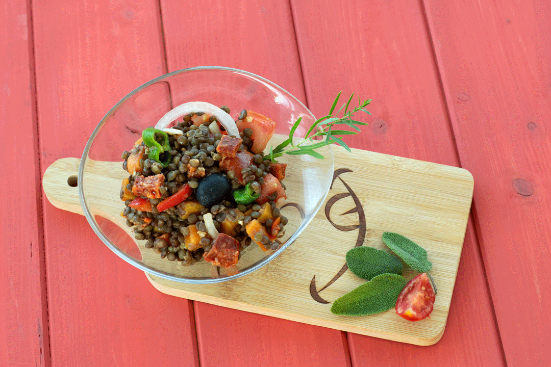 salade estivale aux lentilles et chorizo